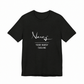 Narcy Custom Tagline Tee — Midnight Black, no-tag logo personalization layout