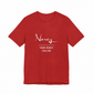 Narcy Custom Tagline Tee — Desamor Red, no-tag logo personalization layout