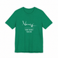 Narcy Custom Tagline Tee — Presidente Green, no-tag logo personalization layout